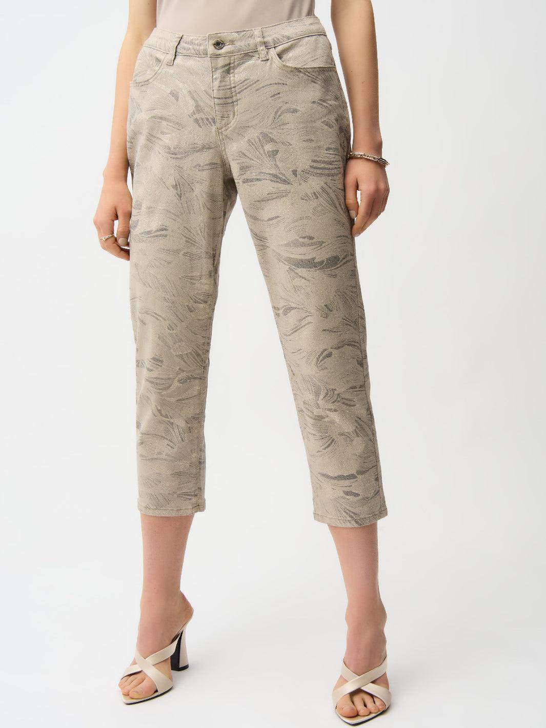 Joseph Ribkoff Slim Cropped Jeans In Taupe/Gold 261959-Nicola Ross