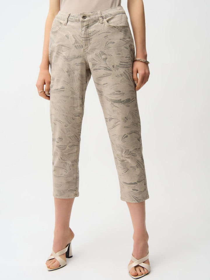 Joseph Ribkoff Slim Cropped Jeans In Taupe/Gold 261959-Nicola Ross