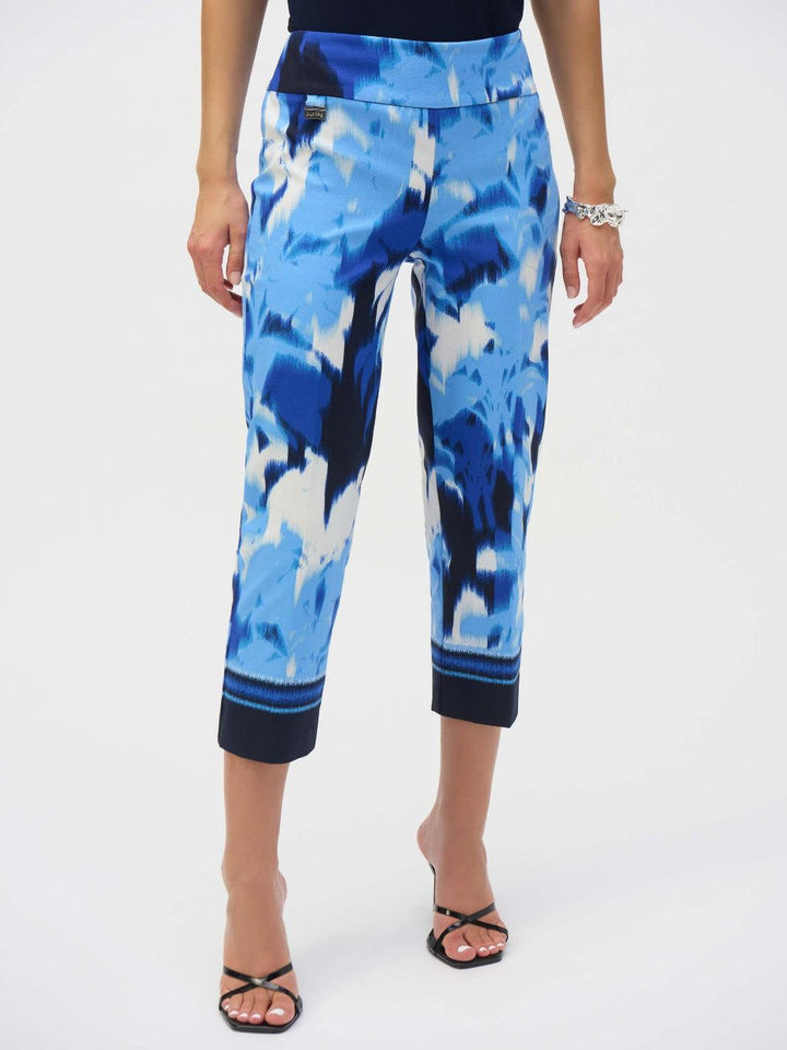 Joseph Ribkoff Slim Cropped Leggings In Blue/Vanilla 252229-Nicola Ross