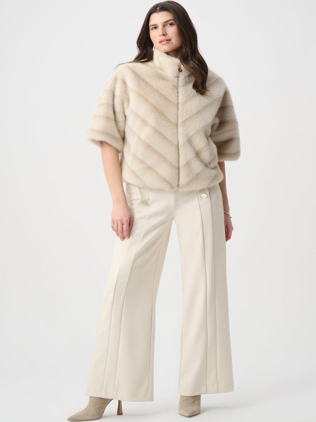 Joseph Ribkoff Soft Faux Fur Jacket In Beige/Almond-Nicola Ross