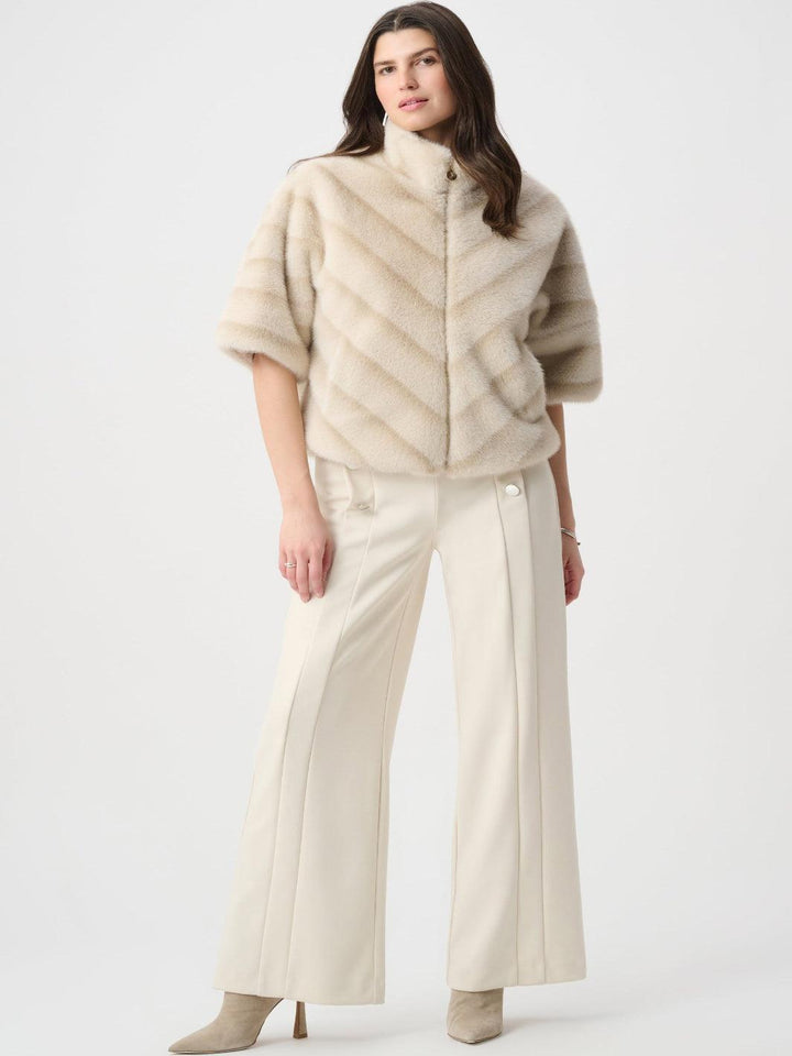 Joseph Ribkoff Soft Faux Fur Jacket In Beige/Almond-Nicola Ross
