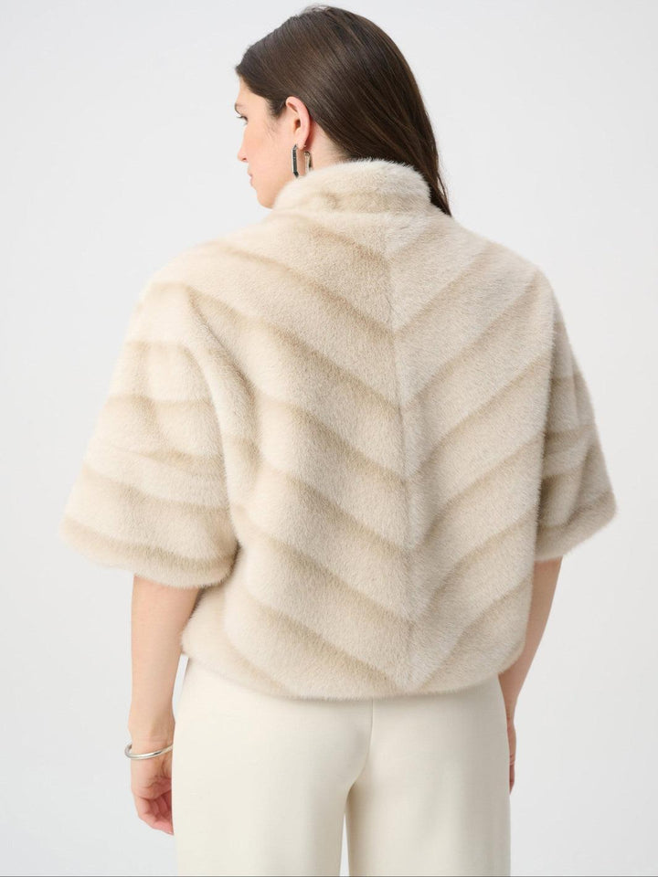 Joseph Ribkoff Soft Faux Fur Jacket In Beige/Almond-Nicola Ross