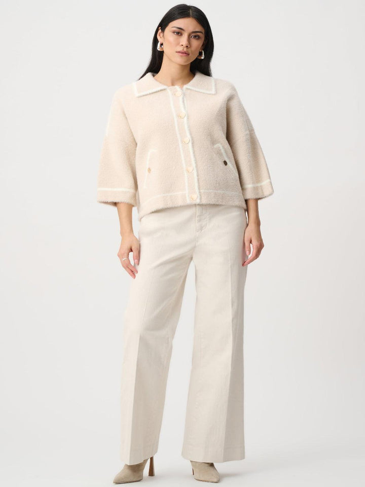 Joseph Ribkoff Soft Knit Jacket In Oatmeal/White 263950-Nicola Ross