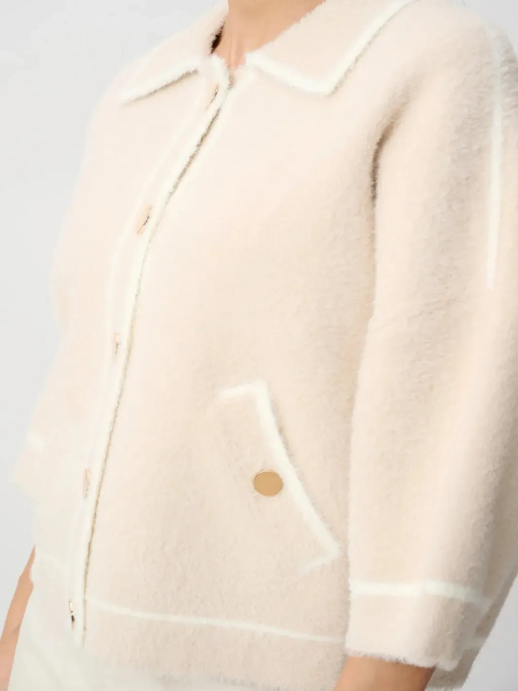 Joseph Ribkoff Soft Knit Jacket In Oatmeal/White 263950-Nicola Ross