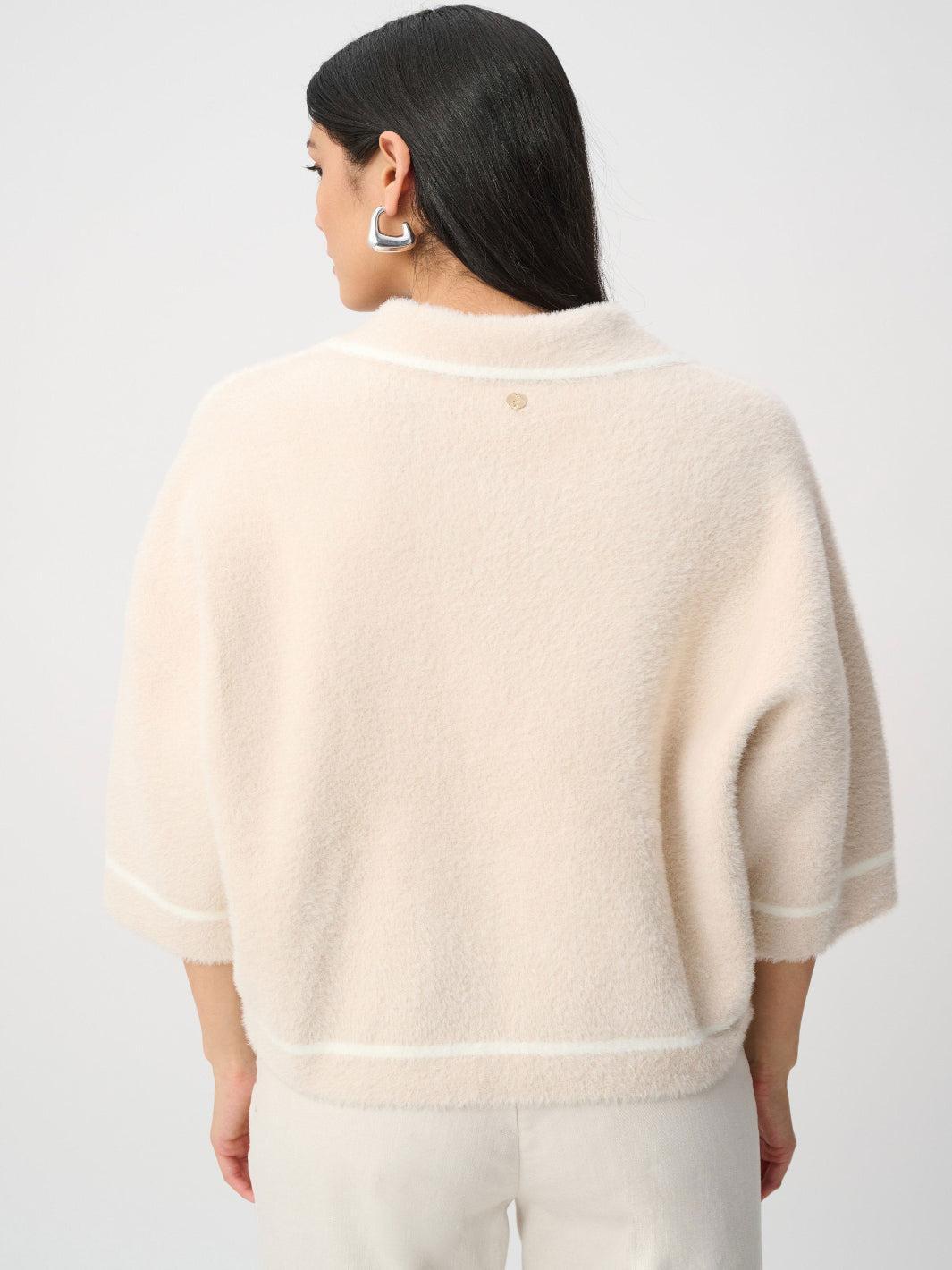 Joseph Ribkoff Soft Knit Jacket In Oatmeal/White 263950-Nicola Ross