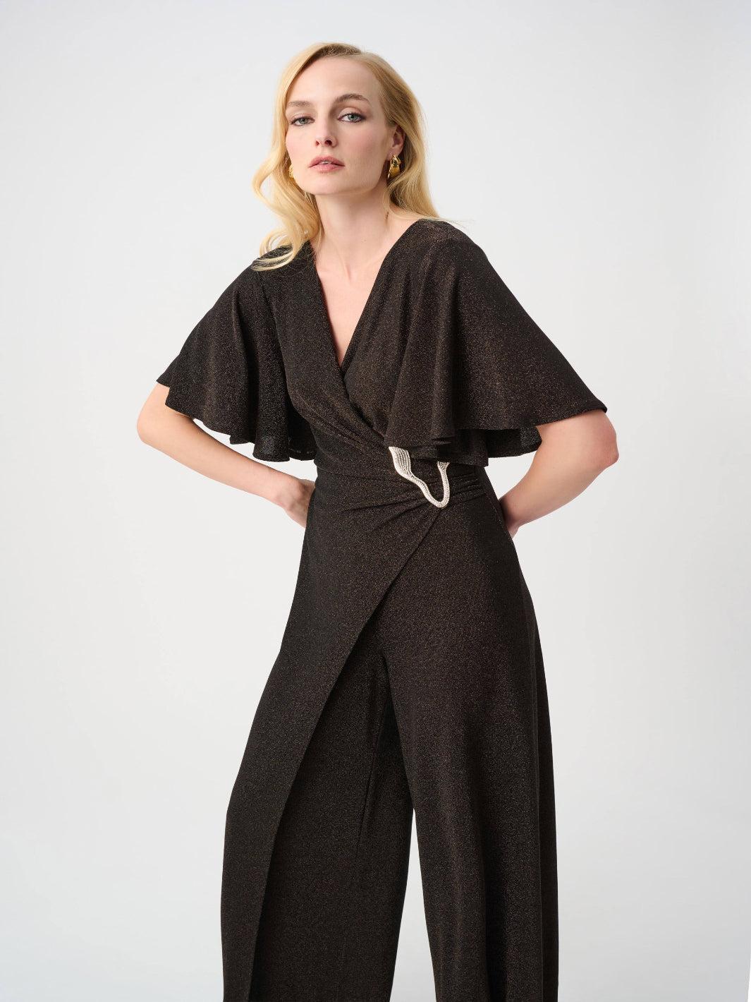 Joseph Ribkoff Sparkle Wide Leg Jumpsuit In Bronze 263717-Nicola Ross