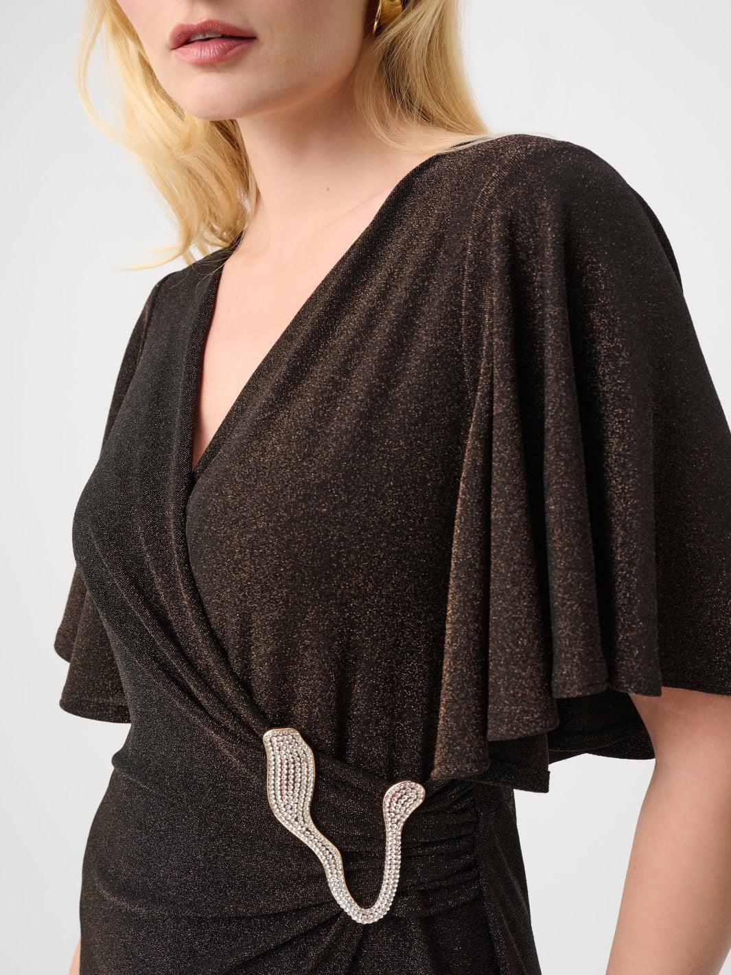 Joseph Ribkoff Sparkle Wide Leg Jumpsuit In Bronze 263717-Nicola Ross