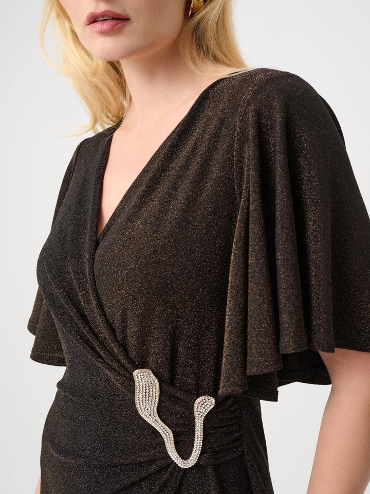 Joseph Ribkoff Sparkle Wide Leg Jumpsuit In Bronze 263717-Nicola Ross