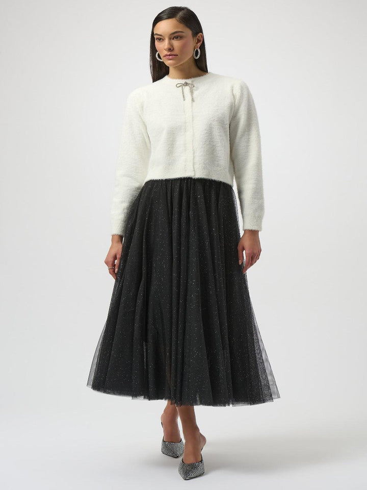 Joseph Ribkoff Sparkly Tulle Skirt In Black 254927-Nicola Ross