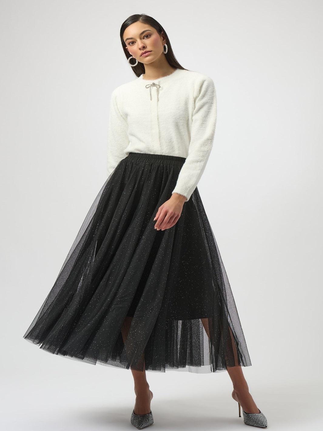 Joseph Ribkoff Sparkly Tulle Skirt In Black 254927-Nicola Ross