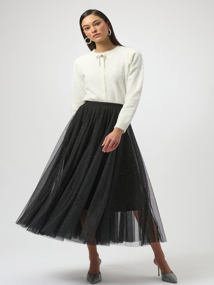 Joseph Ribkoff Sparkly Tulle Skirt In Black 254927-Nicola Ross