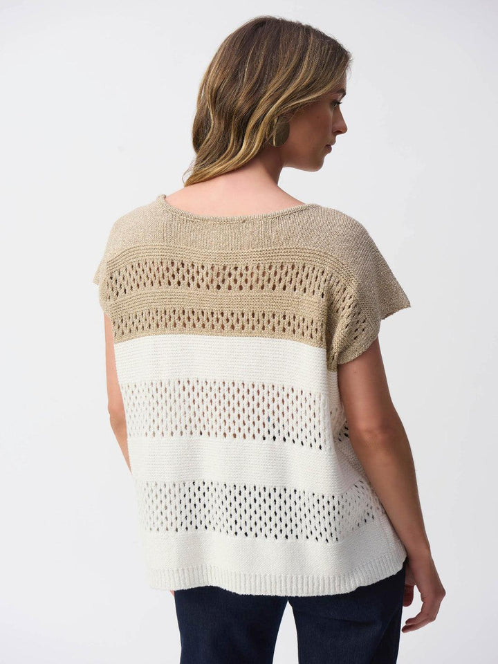 Joseph Ribkoff Striped Casual Pullover In Vanilla/Gold 251927-Nicola Ross