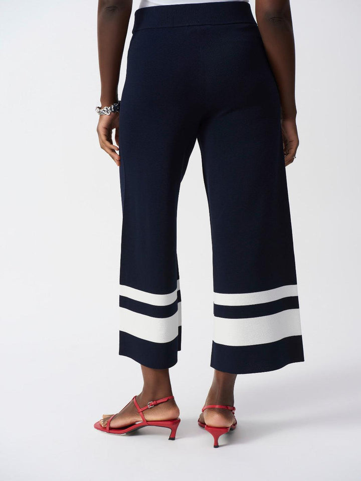 Joseph Ribkoff Striped Casual Wide-leg Trousers In Midnight Blue/Vanilla 251945-Nicola Ross