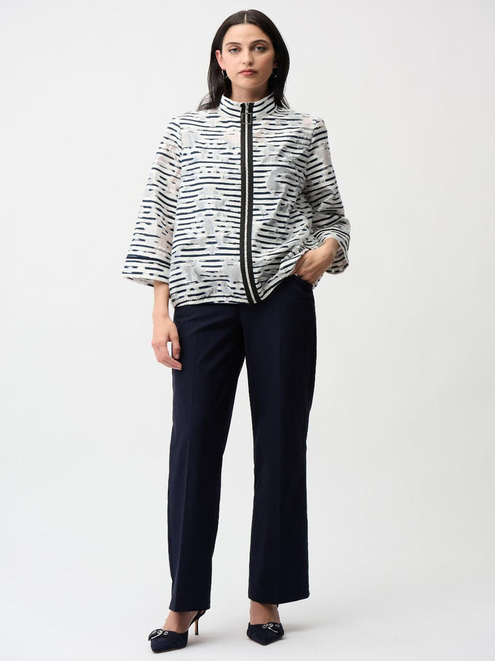 Joseph Ribkoff Striped Jacket In Off White/Navy 261094-Nicola Ross