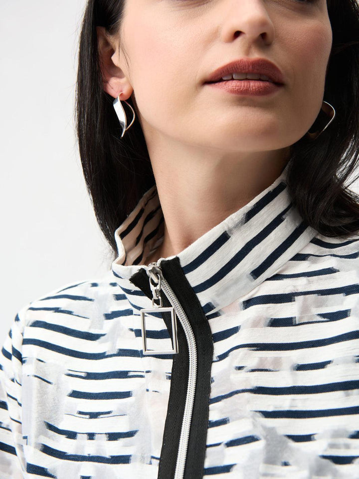 Joseph Ribkoff Striped Jacket In Off White/Navy 261094-Nicola Ross
