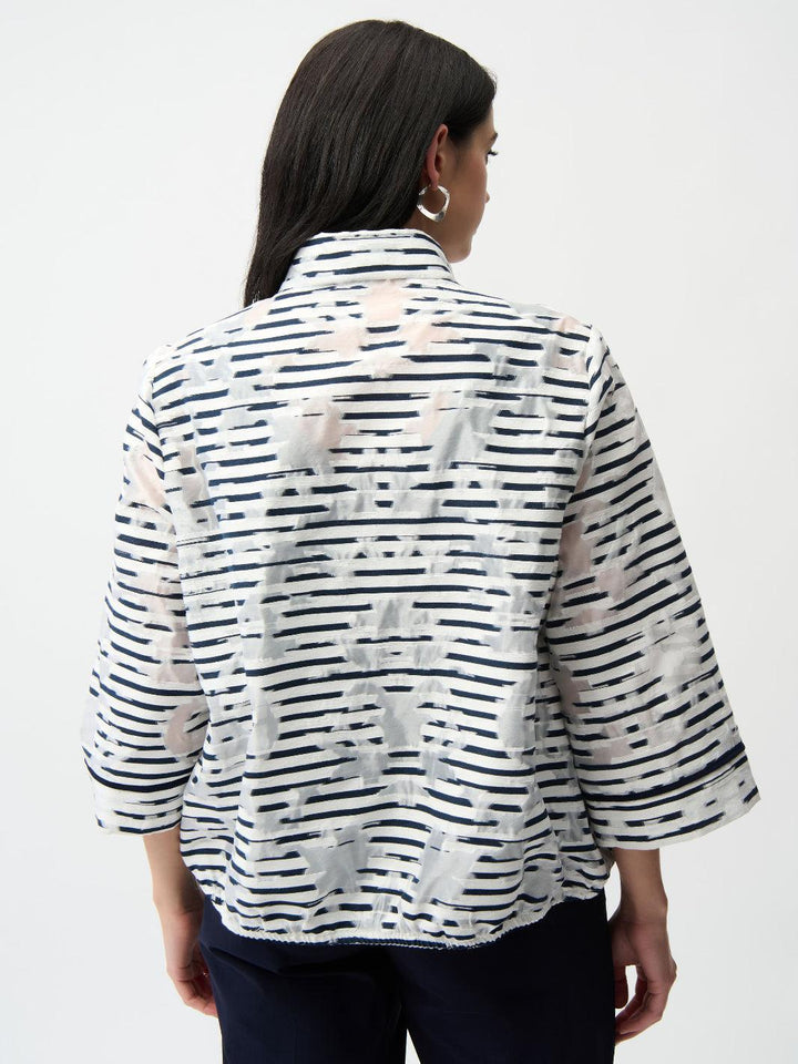 Joseph Ribkoff Striped Jacket In Off White/Navy 261094-Nicola Ross