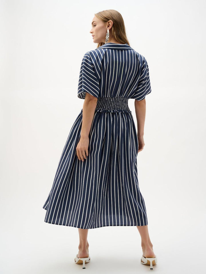 Joseph Ribkoff Striped Midi Dress In Blue/White 262912-Nicola Ross