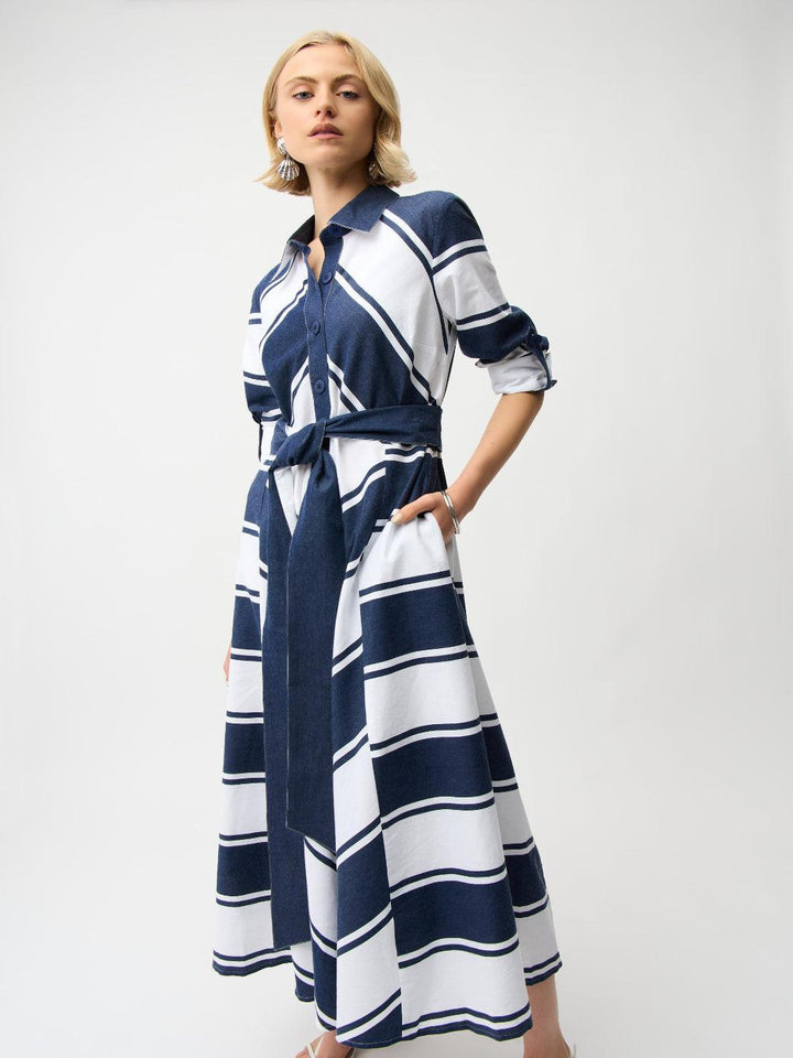Joseph Ribkoff Striped Midi Dress Style 261936-Nicola Ross