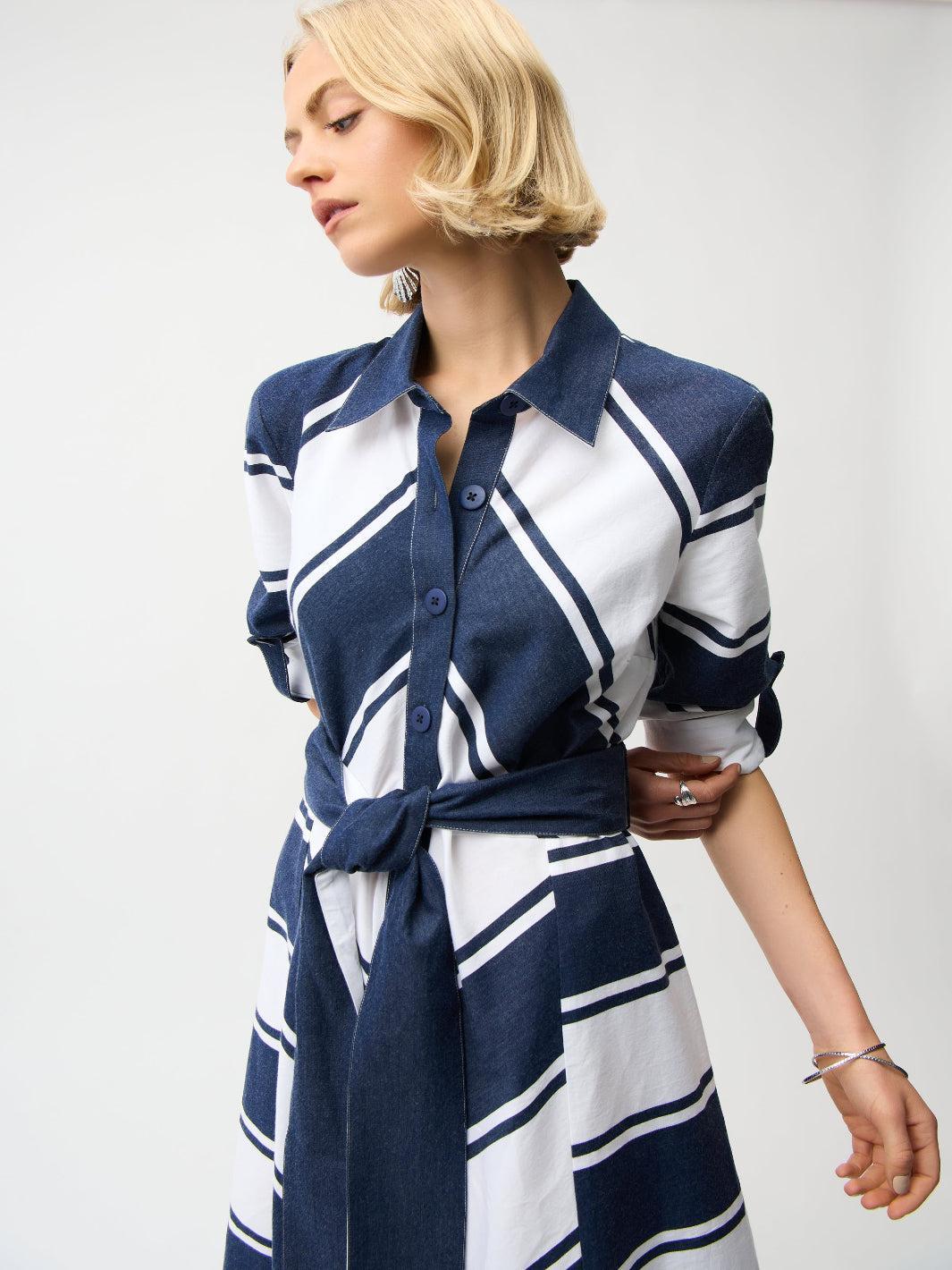 Joseph Ribkoff Striped Midi Dress Style 261936-Nicola Ross
