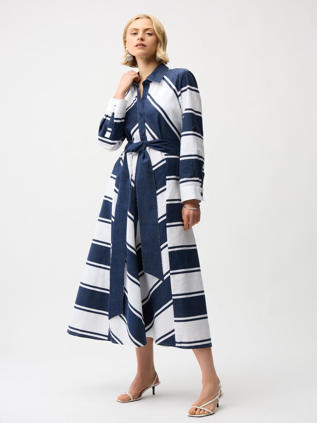 Joseph Ribkoff Striped Midi Dress Style 261936-Nicola Ross