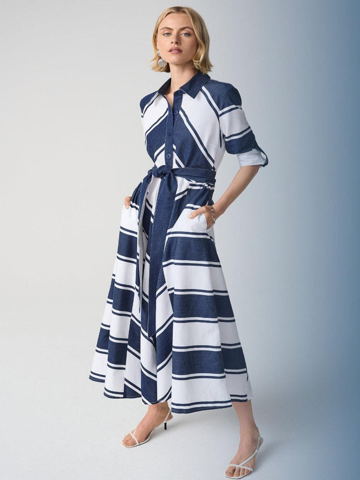 Joseph Ribkoff Striped Midi Dress Style 261936-Nicola Ross