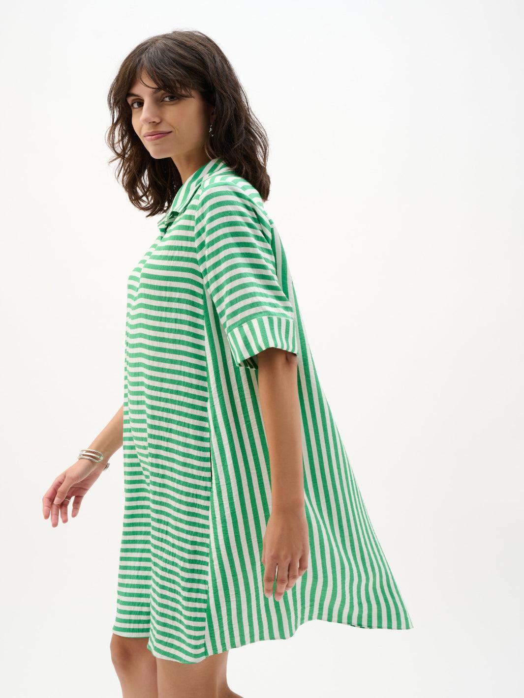 Joseph Ribkoff Striped Mini Dress In Green/Vanilla 262175 – Nicola Ross