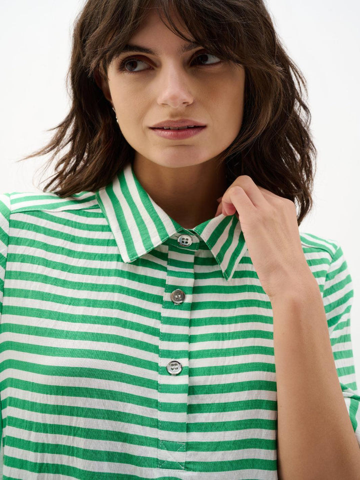 Joseph Ribkoff Striped Mini Dress In Green/Vanilla 262175-Nicola Ross