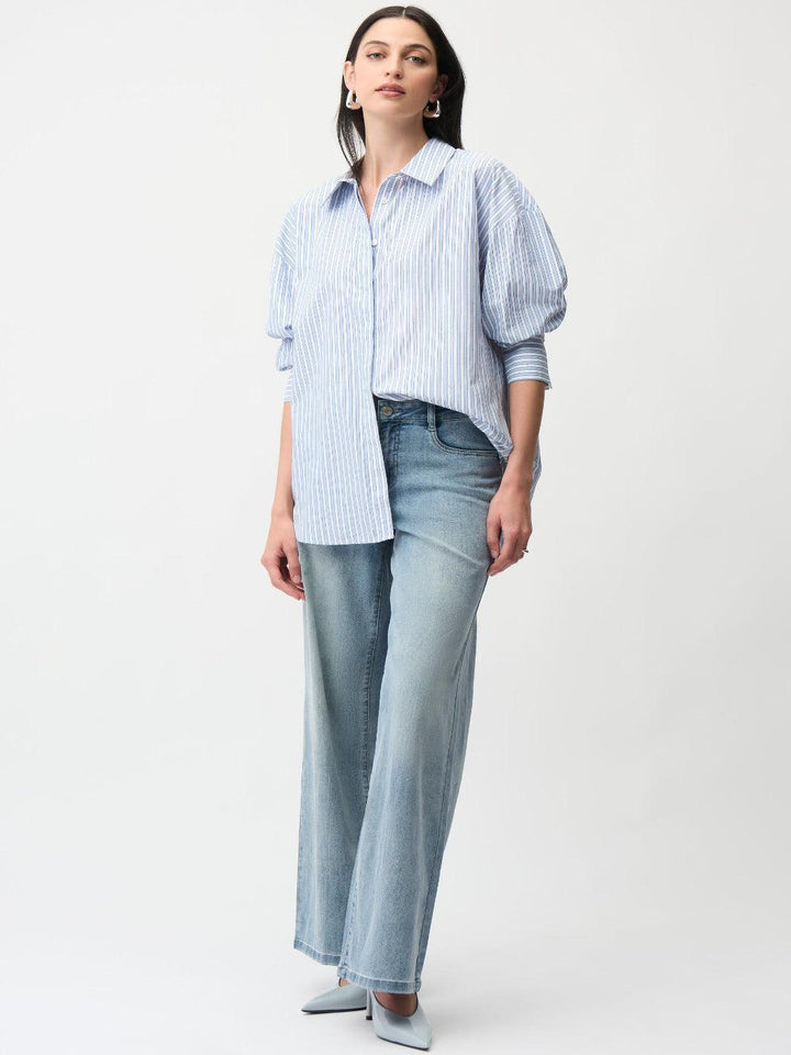 Joseph Ribkoff Striped Shirt In Blue/Vanilla 261931-Nicola Ross