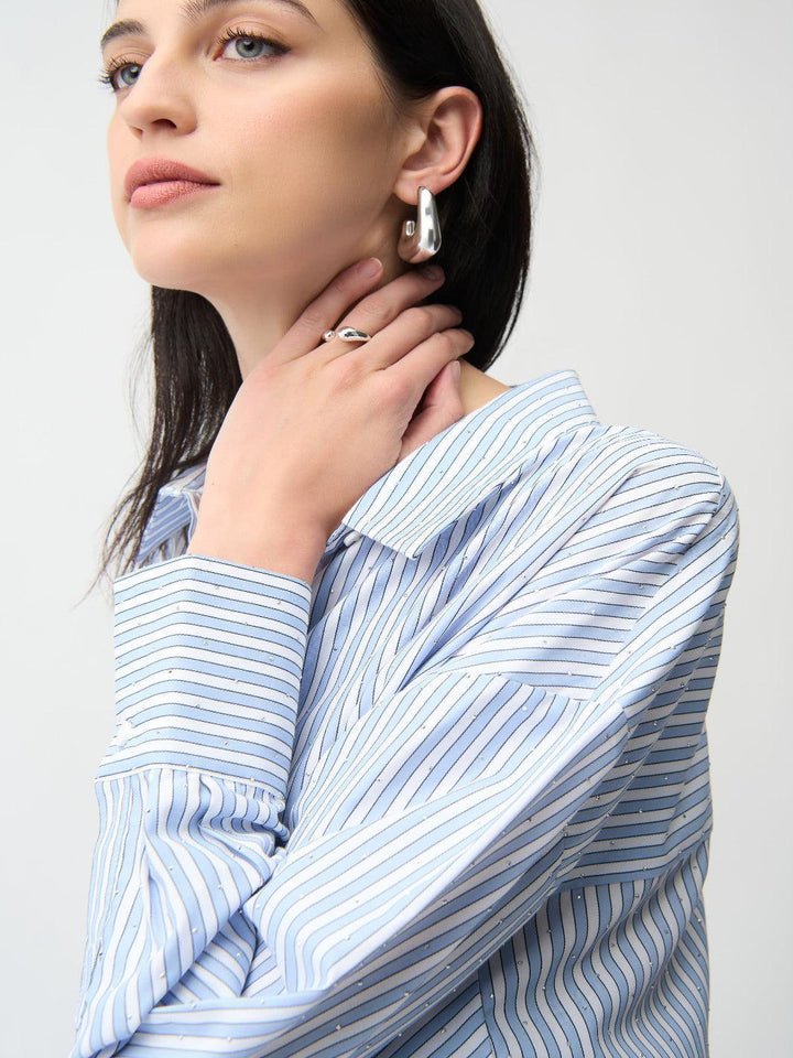 Joseph Ribkoff Striped Shirt In Blue/Vanilla 261931-Nicola Ross