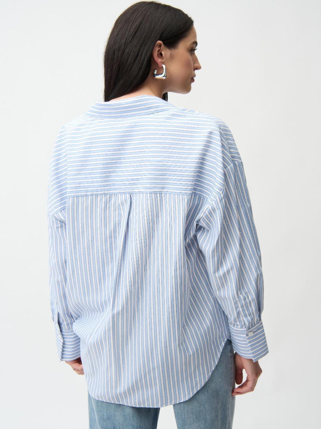 Joseph Ribkoff Striped Shirt In Blue/Vanilla 261931-Nicola Ross
