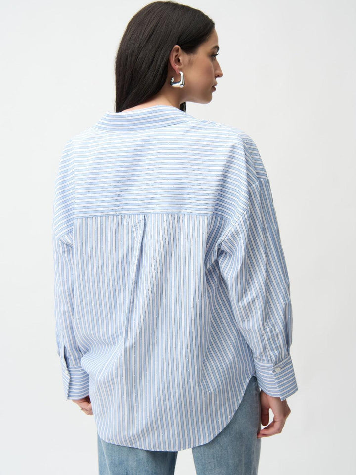 Joseph Ribkoff Striped Shirt In Blue/Vanilla 261931-Nicola Ross