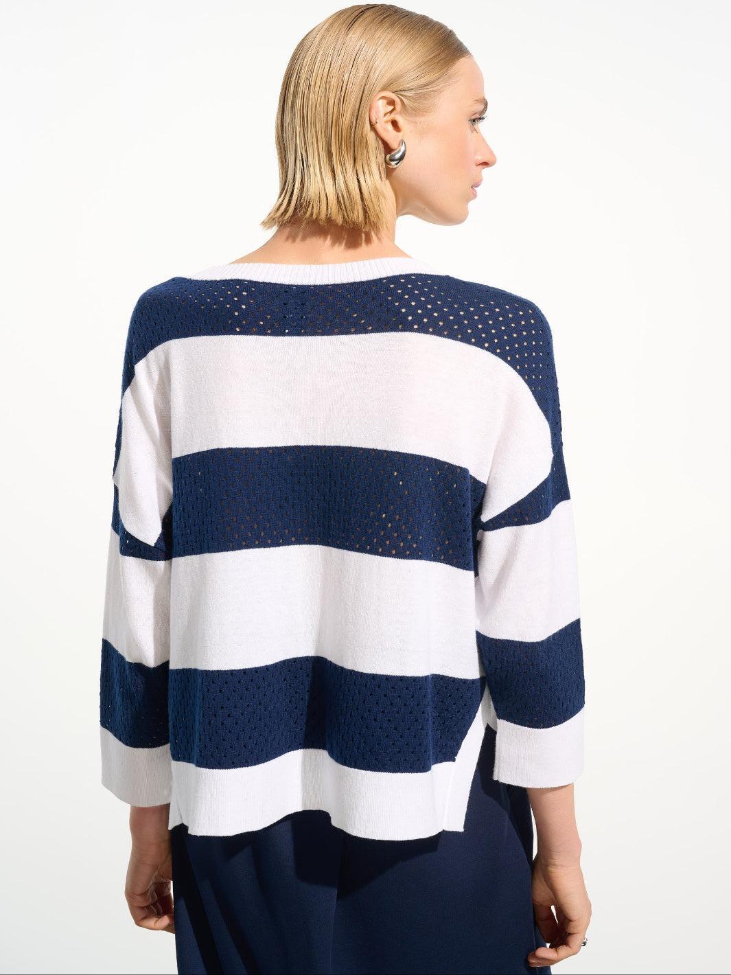 Joseph Ribkoff Striped Top In Vanilla/Indigo 261635-Nicola Ross