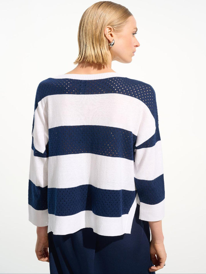 Joseph Ribkoff Striped Top In Vanilla/Indigo 261635-Nicola Ross