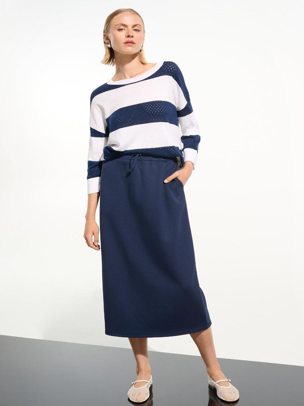 Joseph Ribkoff Striped Top In Vanilla/Indigo 261635-Nicola Ross