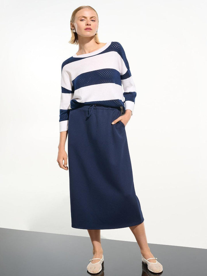 Joseph Ribkoff Striped Top In Vanilla/Indigo 261635-Nicola Ross