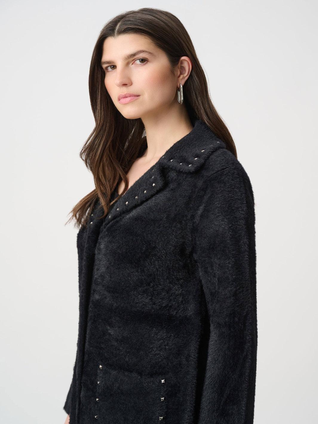 Joseph Ribkoff Stud Detail Coat In Black 264921-Nicola Ross