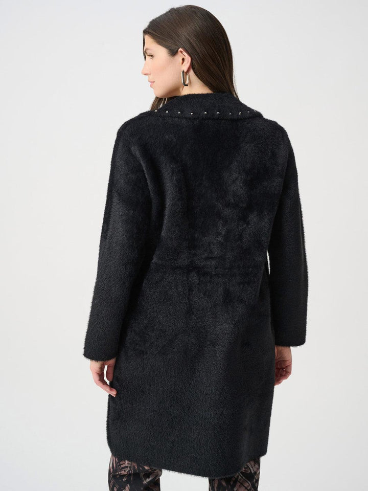 Joseph Ribkoff Stud Detail Coat In Black 264921-Nicola Ross
