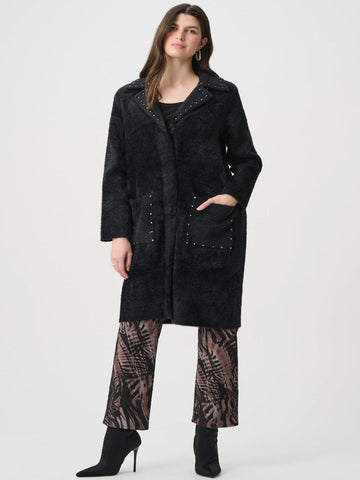 Joseph Ribkoff Stud Detail Coat In Black 264921-Nicola Ross