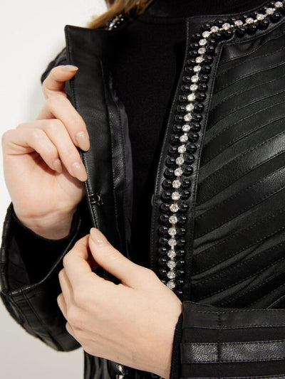 Joseph Ribkoff - Studded Collarless Jacket In Black 233962-Nicola Ross