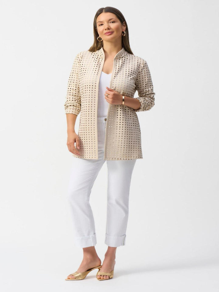 Joseph Ribkoff Suede Cover Up In Beige 251103-Nicola Ross