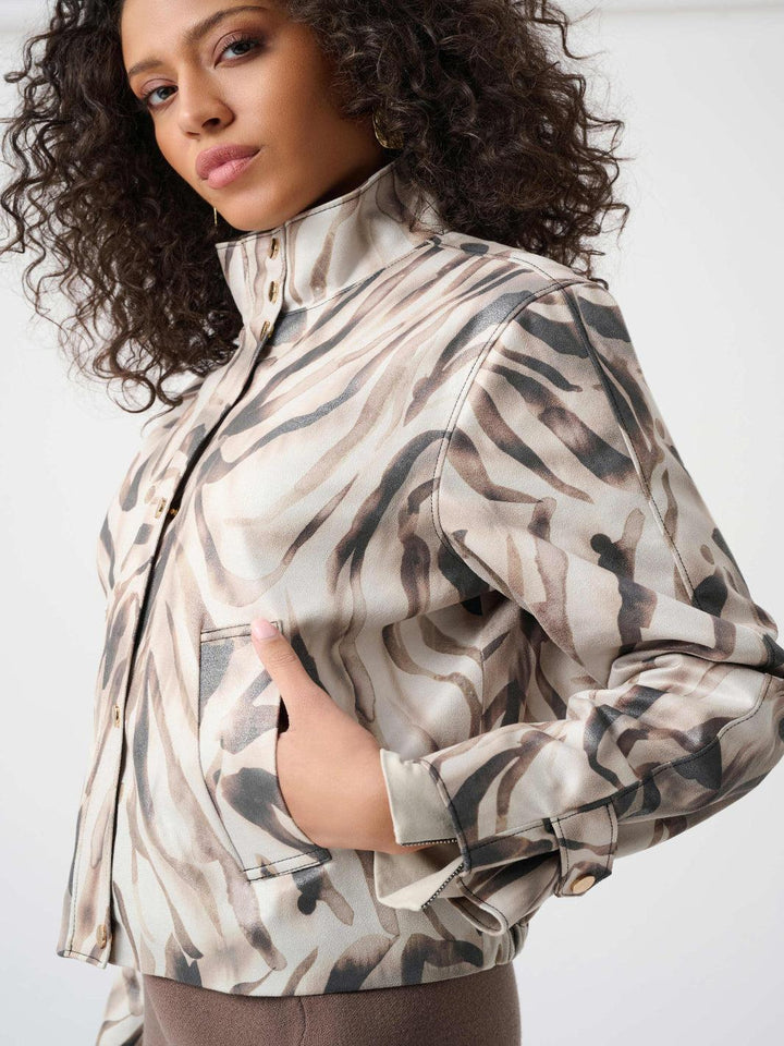 Joseph Ribkoff Suede Print Jacket In Beige/Multi 263944-Nicola Ross
