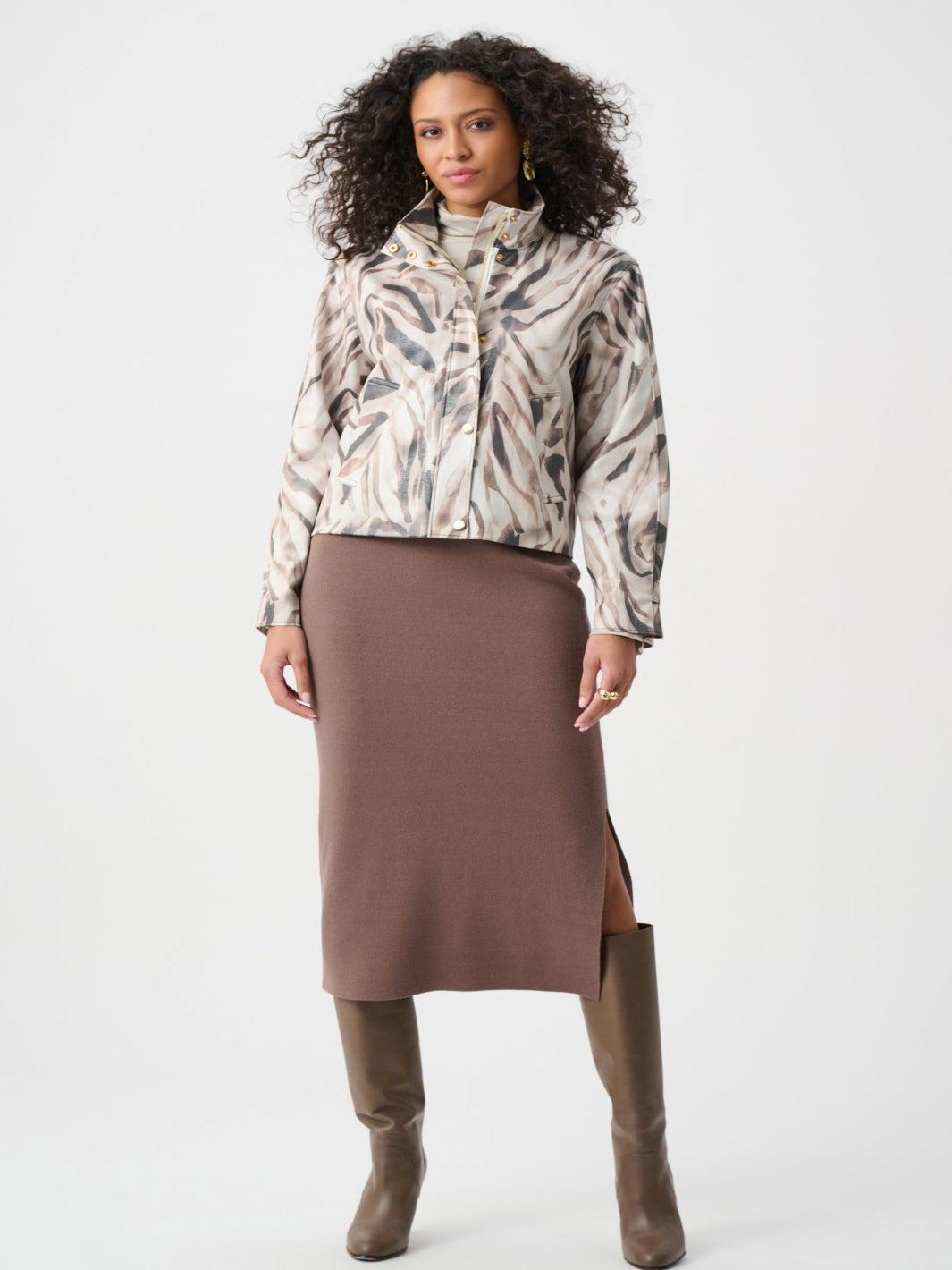 Joseph Ribkoff Suede Print Jacket In Beige/Multi 263944-Nicola Ross