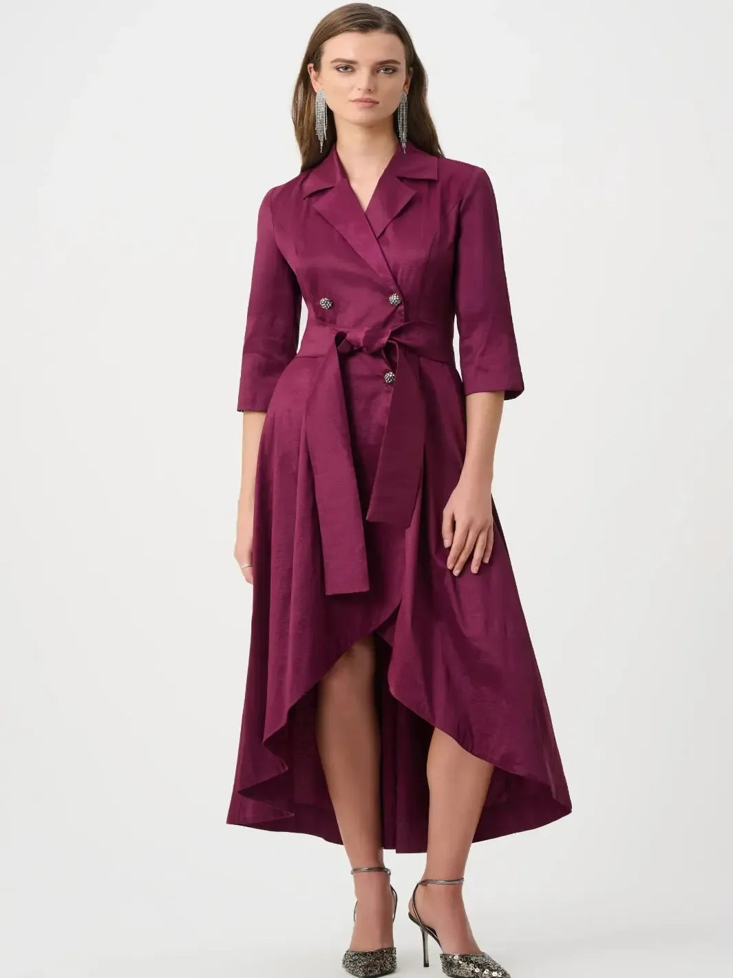 Joseph Ribkoff Taffeta Midi Dress In Berry Burst 263704-Nicola Ross