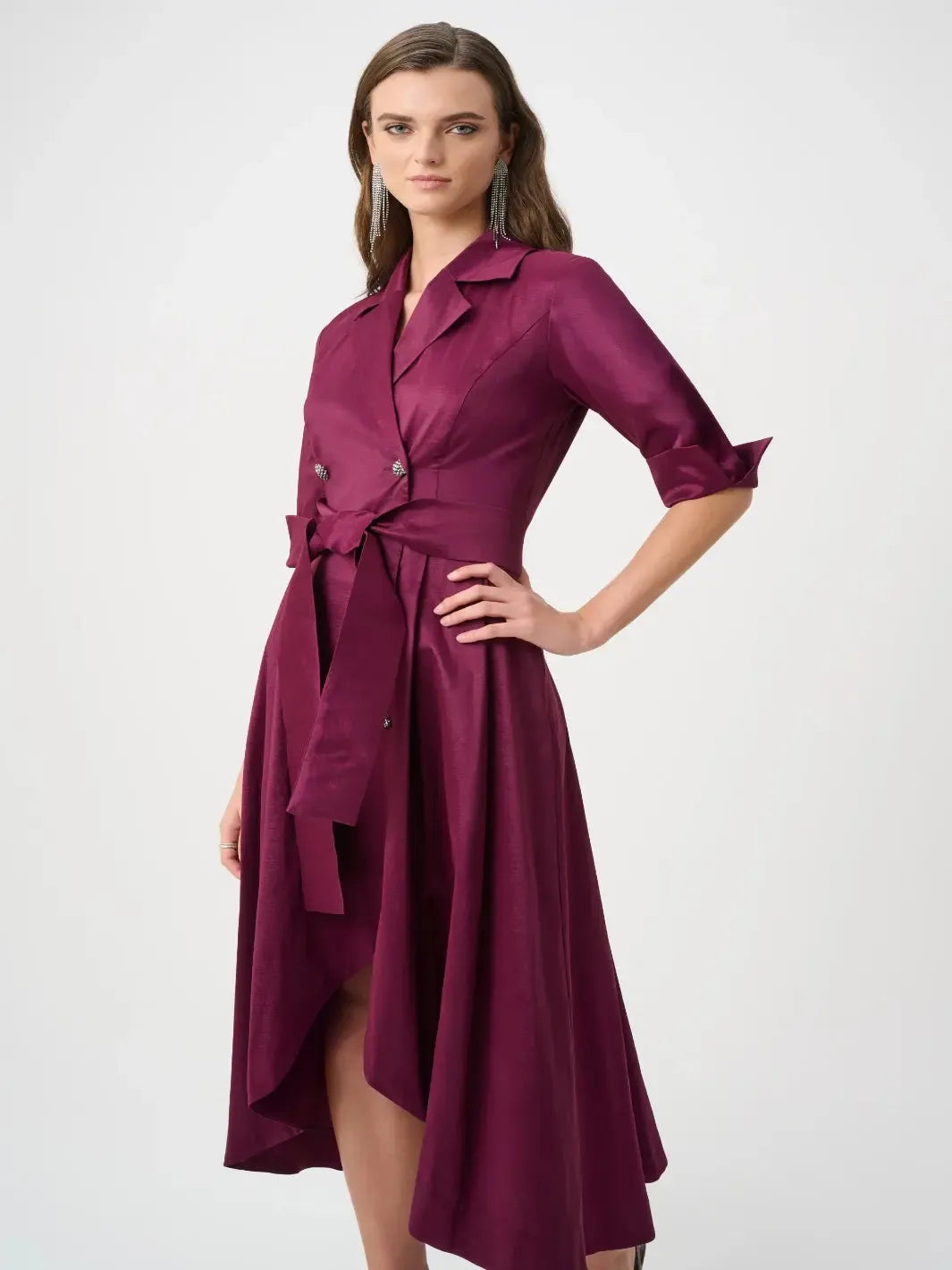 Joseph Ribkoff Taffeta Midi Dress In Berry Burst 263704-Nicola Ross
