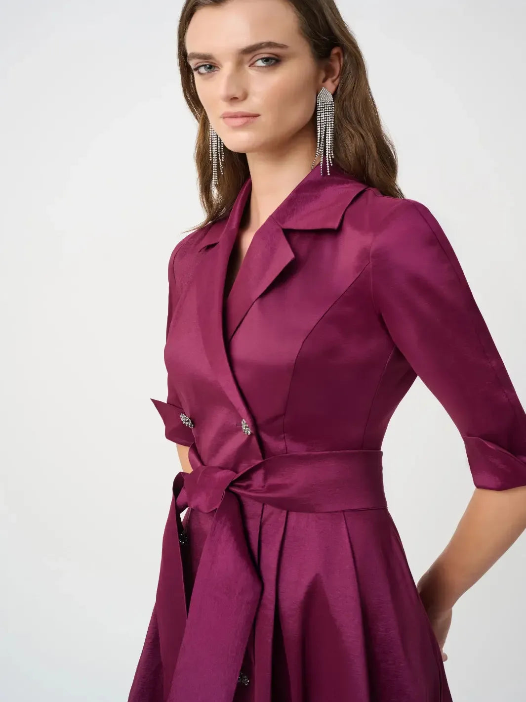 Joseph Ribkoff Taffeta Midi Dress In Berry Burst 263704-Nicola Ross