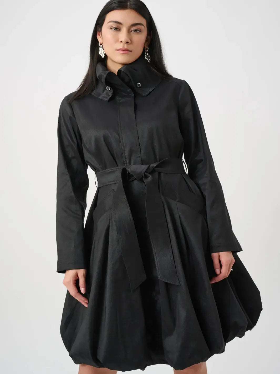 Joseph Ribkoff Taffeta Tie Waist Coat In Black 263911-Nicola Ross