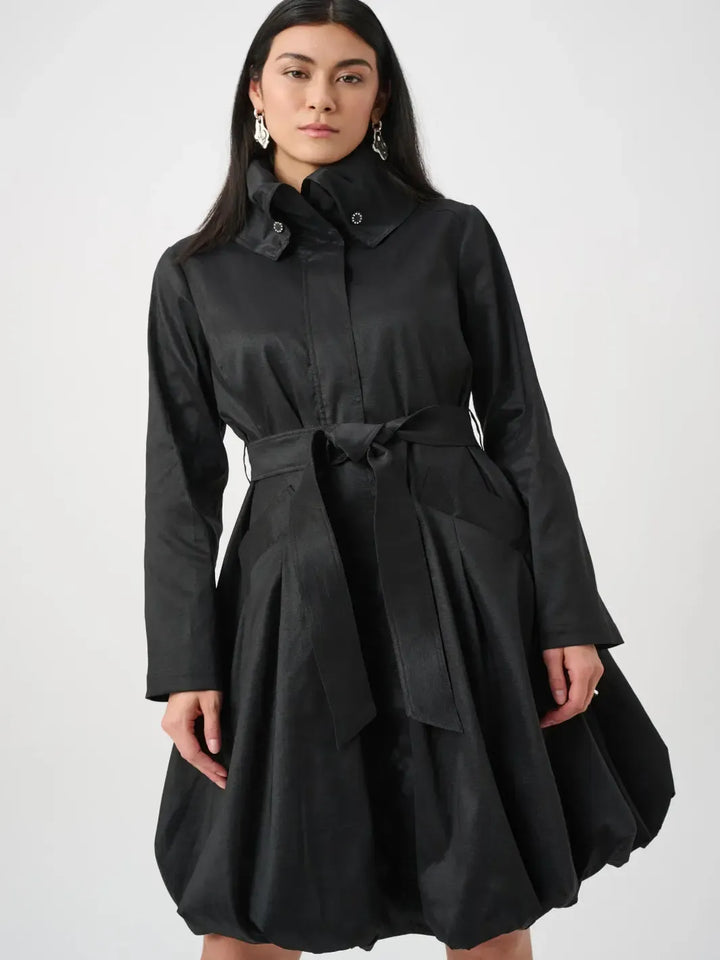 Joseph Ribkoff Taffeta Tie Waist Coat In Black 263911-Nicola Ross