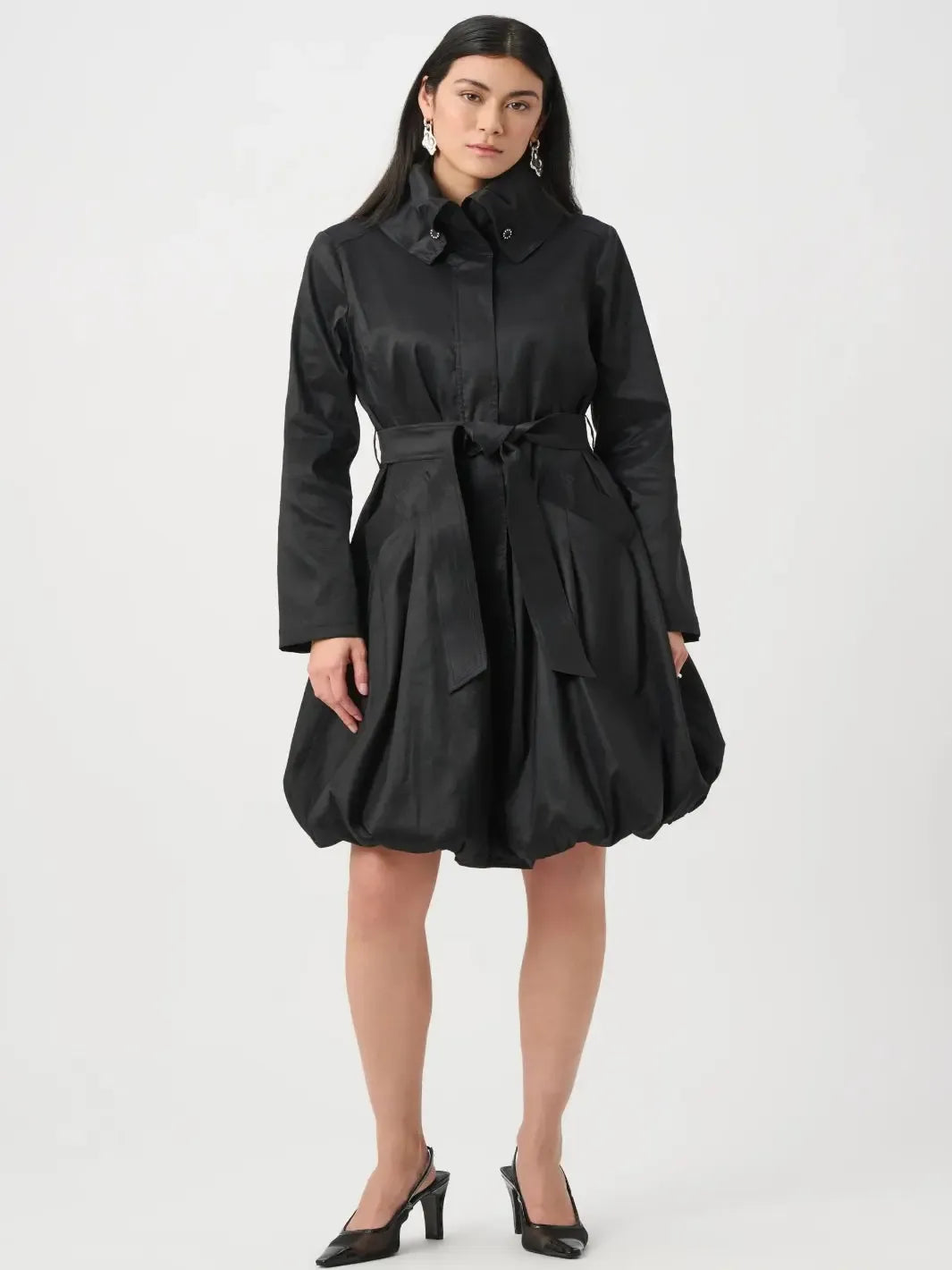 Joseph Ribkoff Taffeta Tie Waist Coat In Black 263911-Nicola Ross