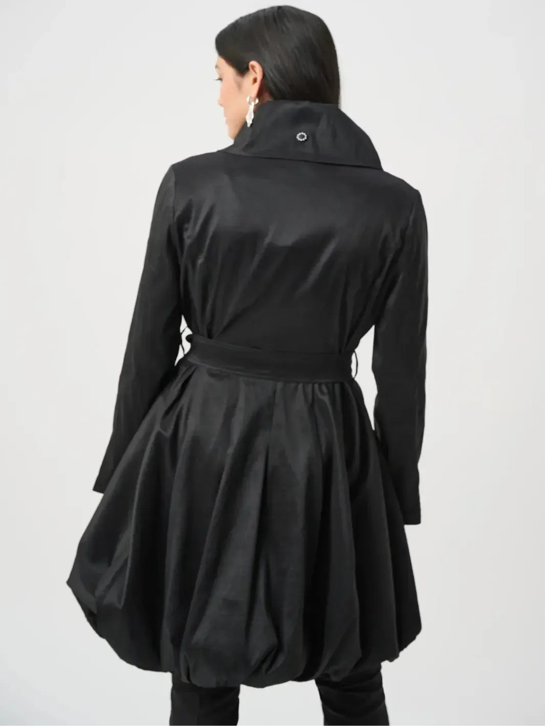 Joseph Ribkoff Taffeta Tie Waist Coat In Black 263911-Nicola Ross