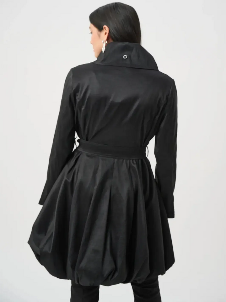 Joseph Ribkoff Taffeta Tie Waist Coat In Black 263911-Nicola Ross